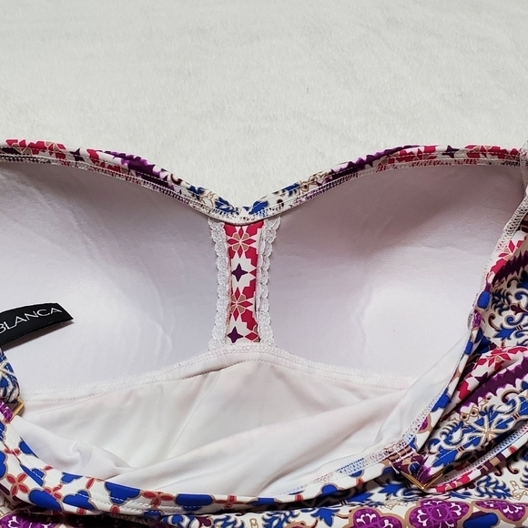 LA Blanca Romance OTS Sweetheart Mio Multi-color Padded One-piece Swimsuit 10 - Picture 9 of 14